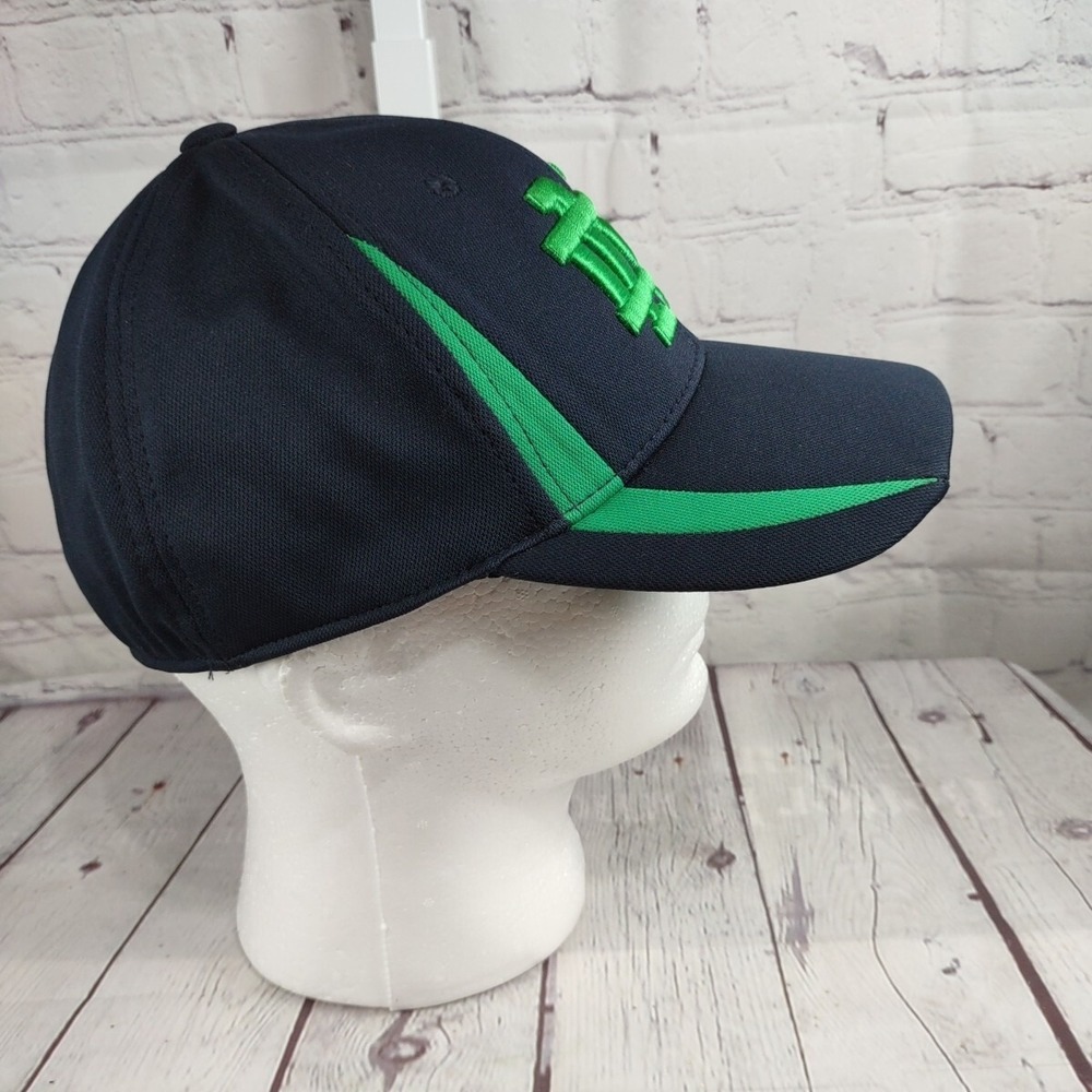 Top of the World Notre Dame Hat Memory Fit Green Shamrock ND Logo Navy Blue Cap - Picture 6 of 10